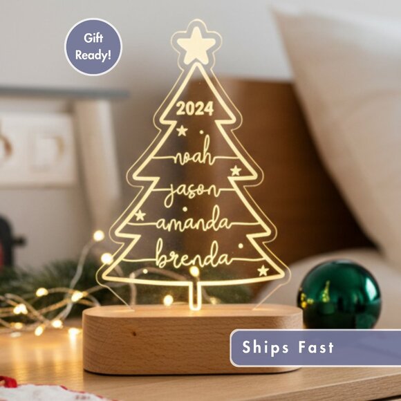 Christmas Tree Night Light – Personalized LED Festive Decor - Picture 1 of 8